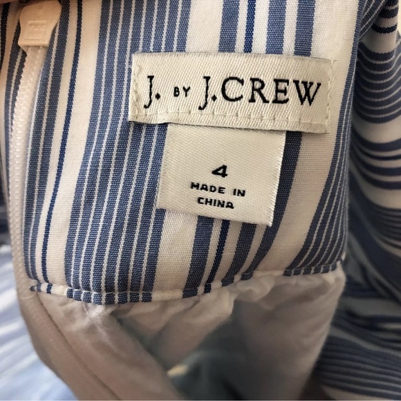 J. by J. Crew Blue/White Striped Midi Length Skirt Ruffled Hem Bow Size 4 - Picture 5 of 9